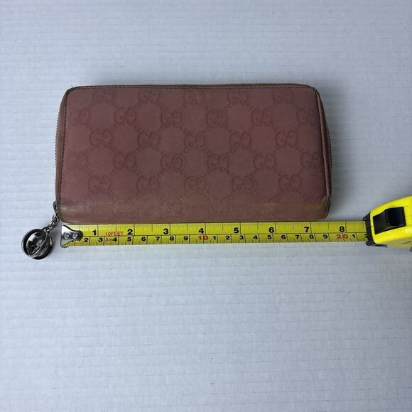 GUCCI Guccissima Leather Zip Around Wallet Pink - Picture 3 of 14